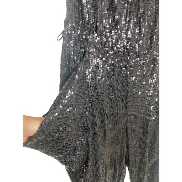 Michael Kors Jumpsuit Size S Black All Over Sequin Bandeau Strapless Pockets - Picture 2 of 11